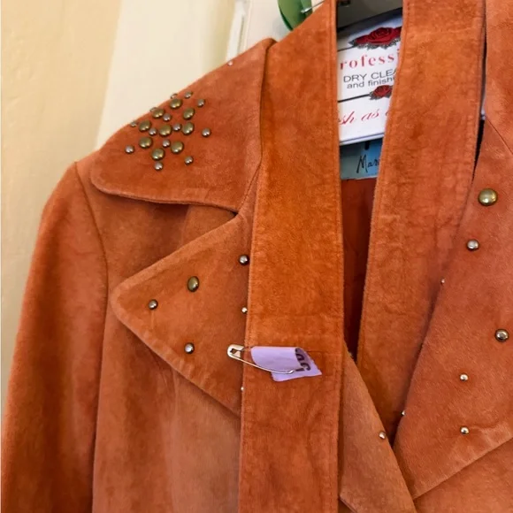 Marciano Orange Suede Trench Coat - Picture 3 of 9